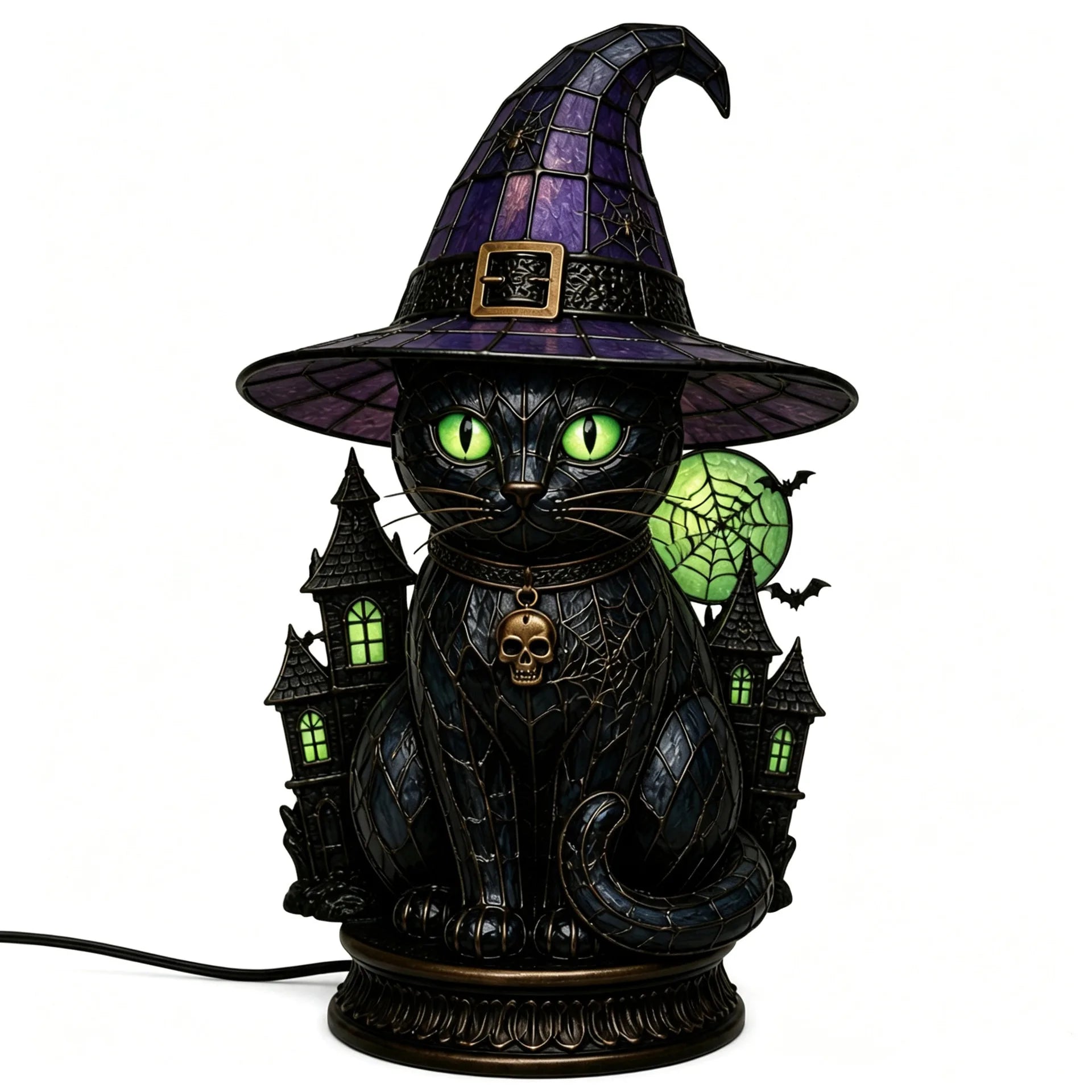 Gothic Resin Witch Hat Lamp | Light-Up Halloween Ornament Lamps & Night Lights - The Eezee Shop