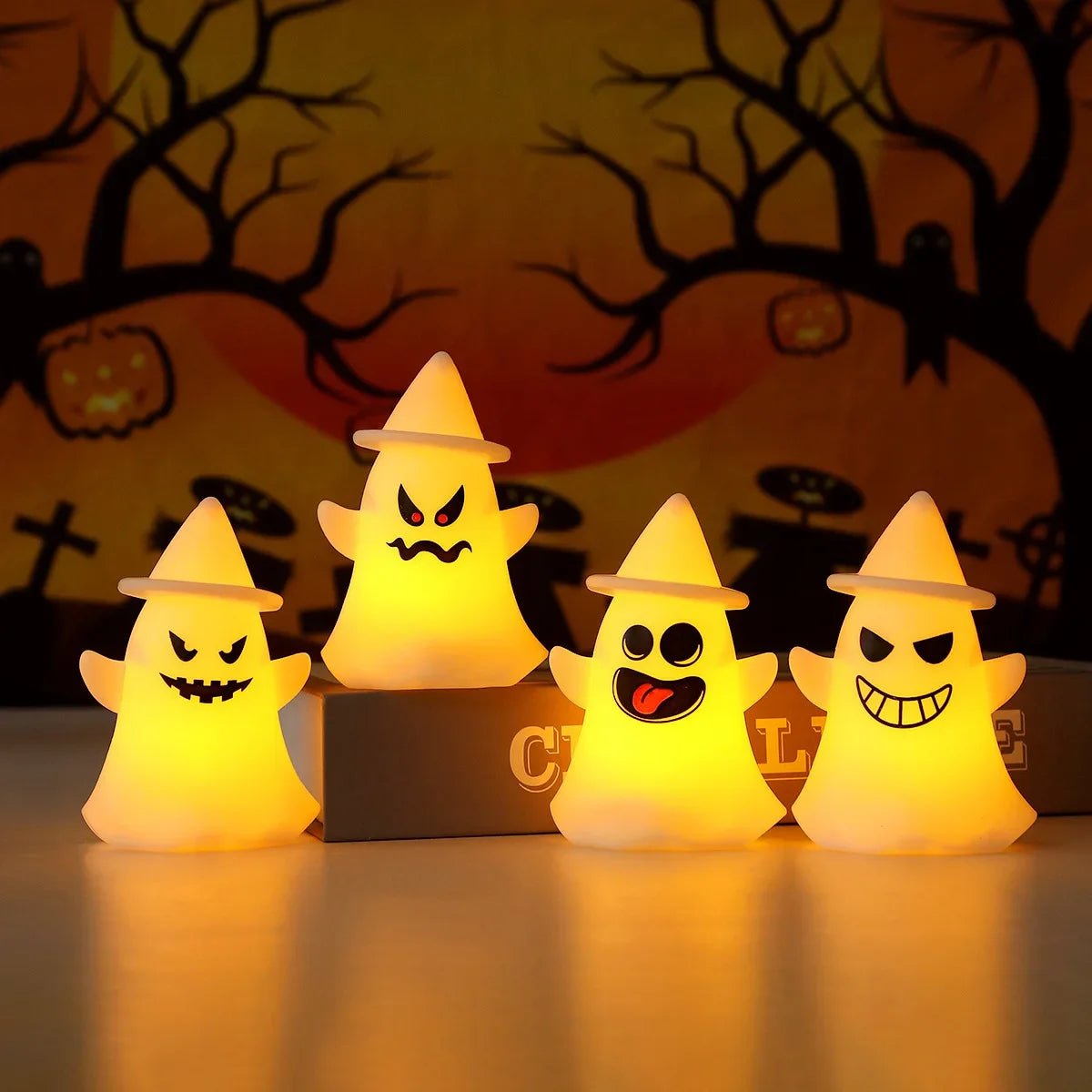 Mini Pumpkin Lantern Ghost Ornaments | Glowing Halloween Party Props Halloween Decorations - The Eezee Shop
