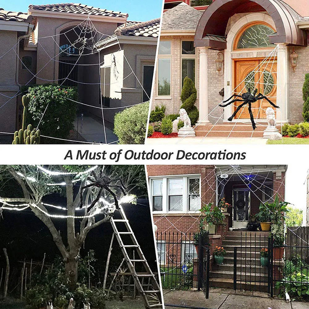 Plush Triangle Spider Web 5m | Haunted House Outdoor Decor Outdoor Halloween Decorations - The Eezee Shop