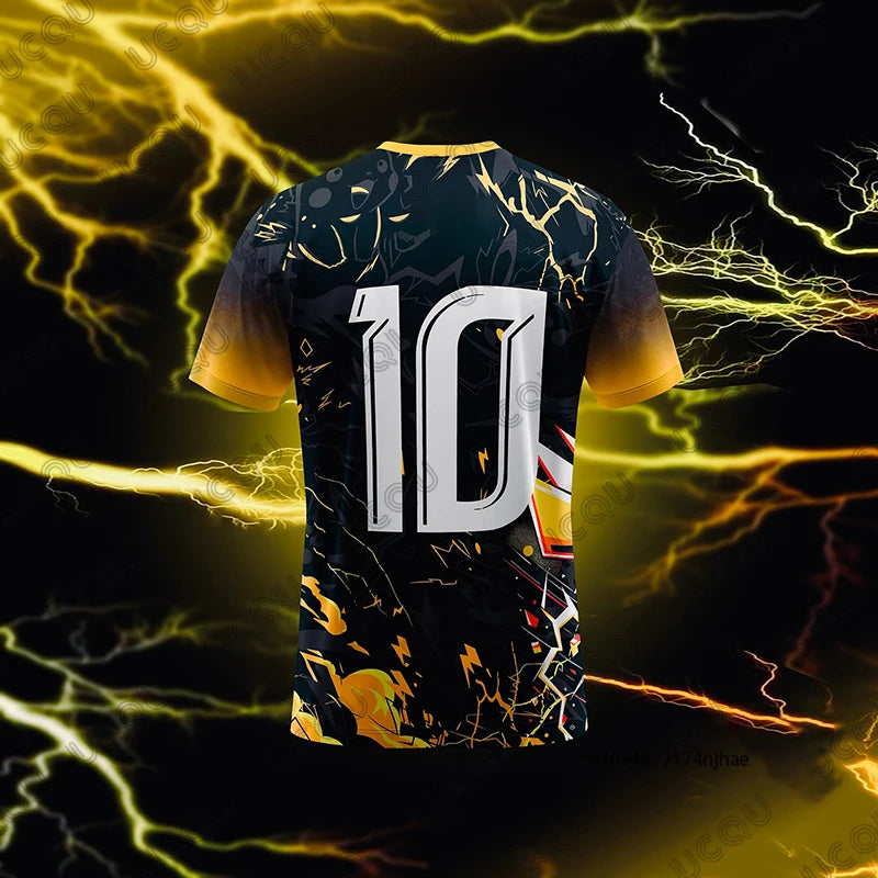 2026 New Arriavl Football Jersey Pokémon Pikachu 10 Print Men's T-shirt Summer Quick Dry Cosplay Tees Sports Children/adult Tops Anime Tshirts - The Eezee Shop