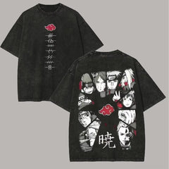 Akatsuki T Shirt Naruto Pain Itachi All Members Vintage Acid Wash Streetwear Oversized Retro Anime Graphic Men Tees Clothing Anime Tshirts - The Eezee Shop