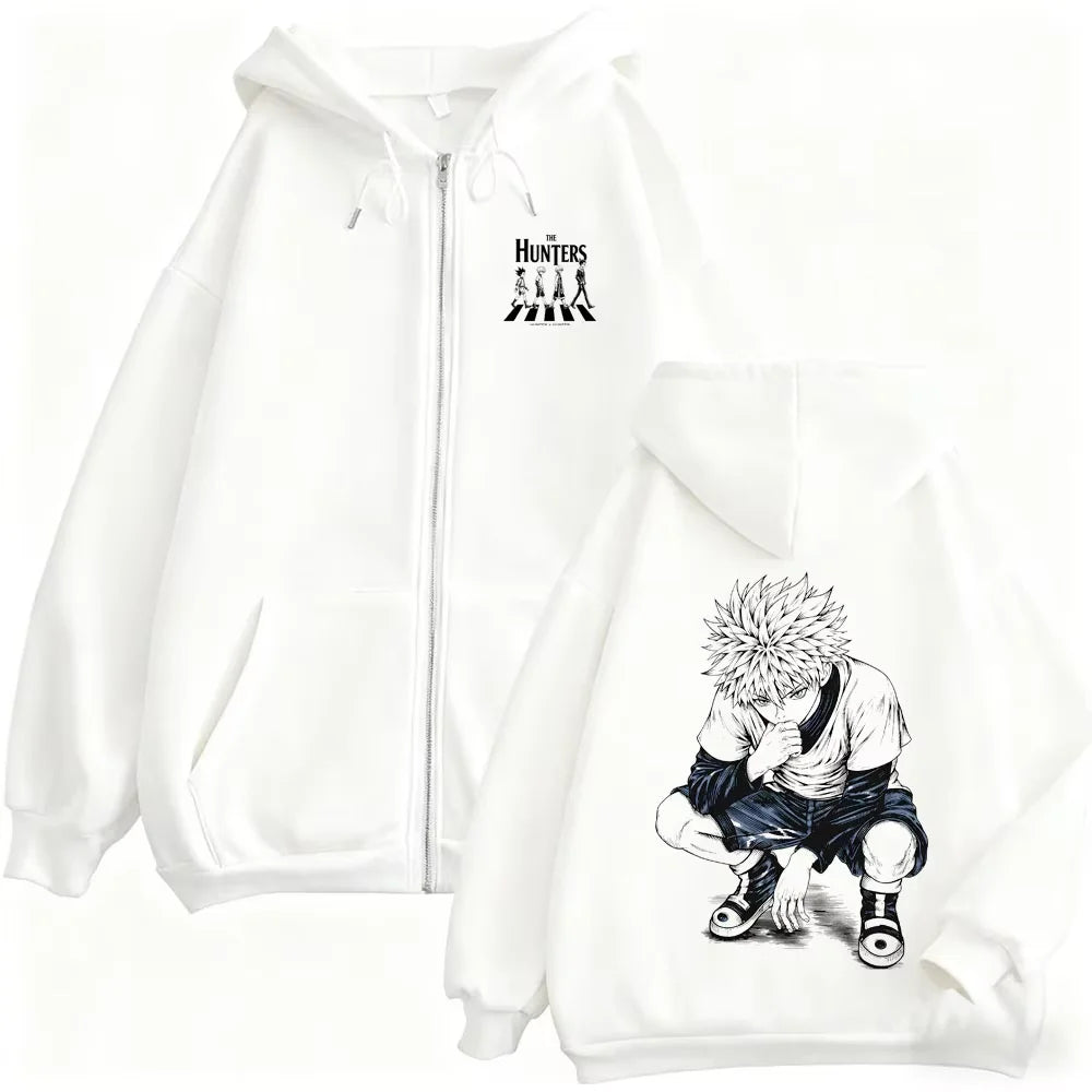 Killua Zoldyck Zip-Up Hoodie | Hunter x Hunter Fleece Jacket Hoodies & Sweatshirts - The Eezee Shop