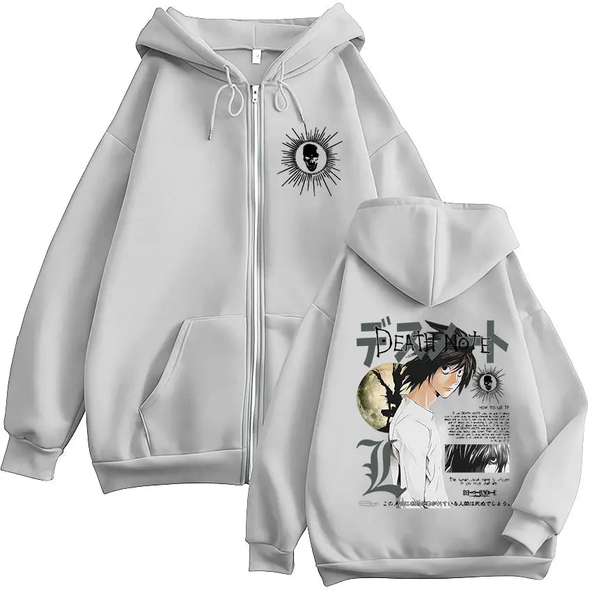 L Lawliet Zip-Up Hoodie | Death Note Hip Hop Sweatshirt Hoodies & Sweatshirts - The Eezee Shop