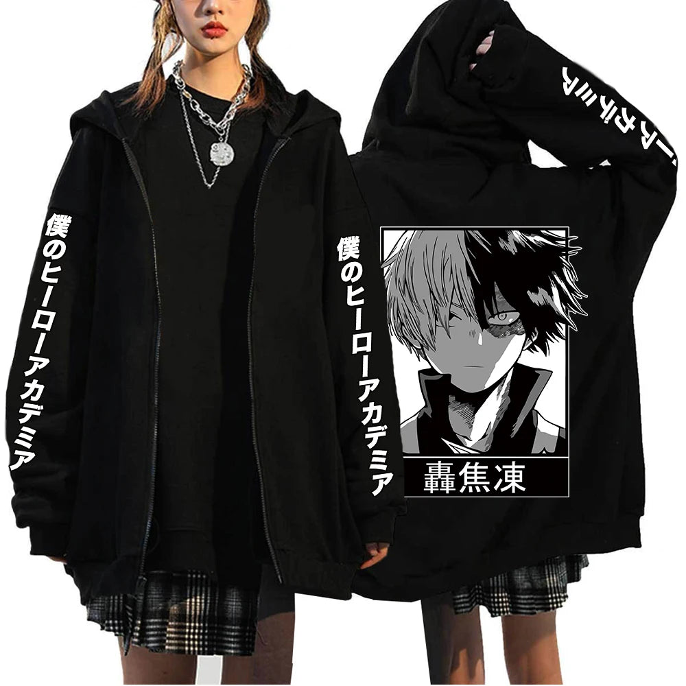 Todoroki & Bakugo Zip-Up Hoodie | My Hero Academia Streetwear Hoodies & Sweatshirts - The Eezee Shop