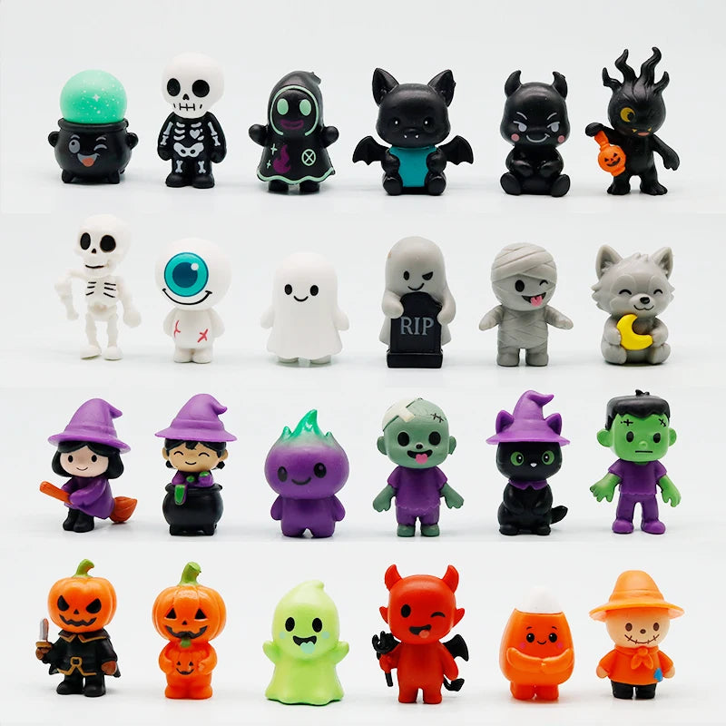 Mini Halloween Pumpkin Resin Statues | 24-Piece Witch & Devil Set Halloween Figurines - The Eezee Shop