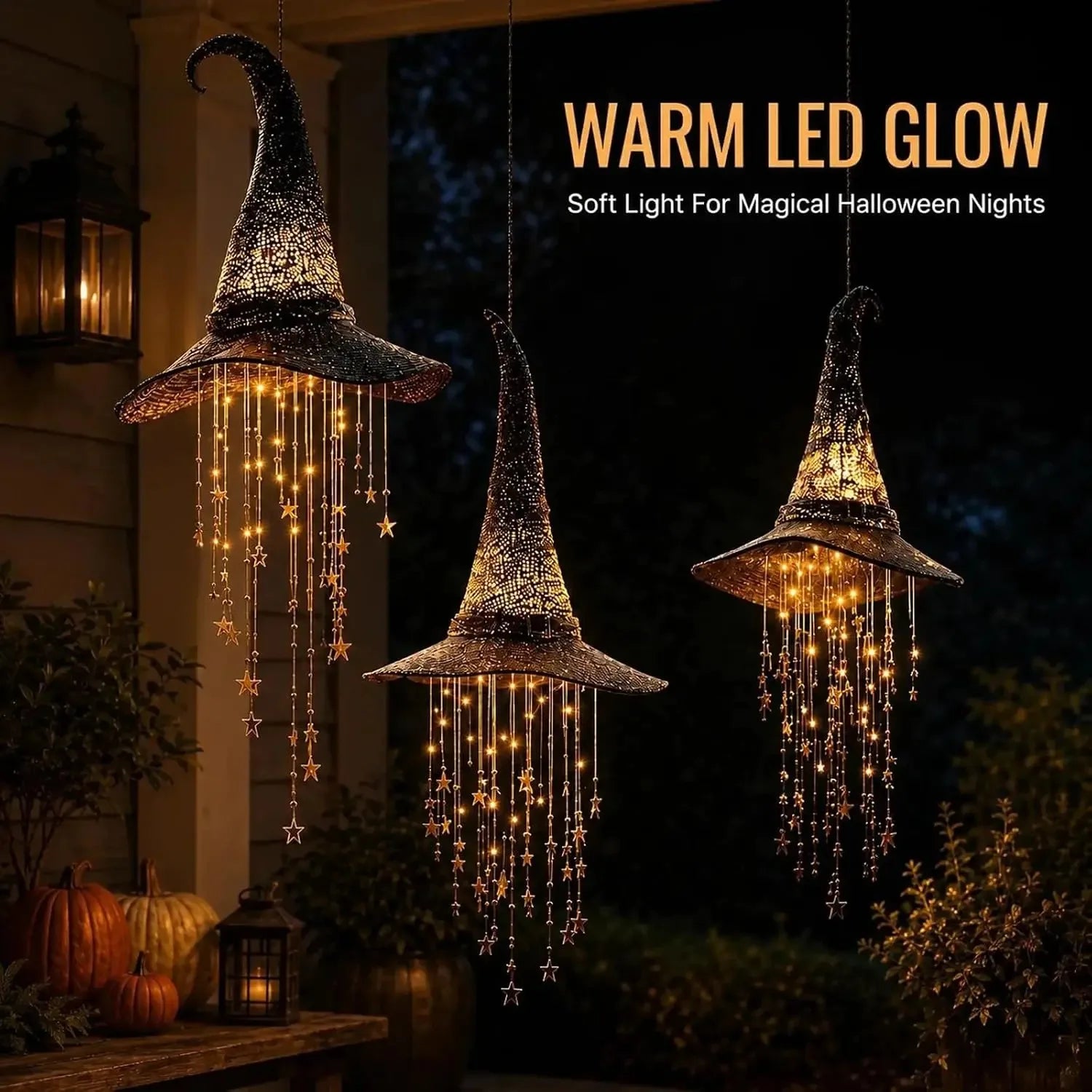 Lighted Witch Hat Hanging Chime | Glowing Halloween Ornament Halloween Lights - The Eezee Shop