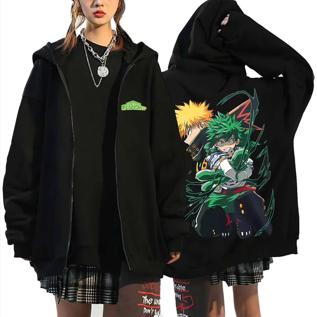 Bakugo Katsuki Zip-Up Hoodie | My Hero Academia Oversized Jacket Hoodies & Sweatshirts - The Eezee Shop
