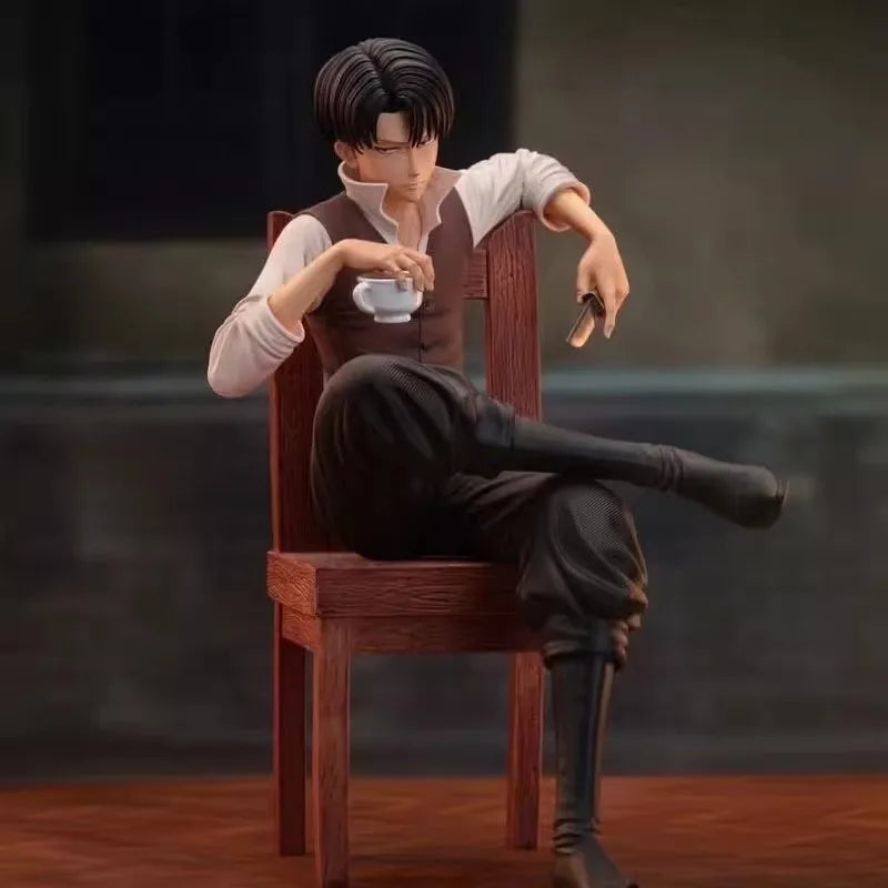 19cm Anime Attack on Titan Figures Levi Ackerman Figure Sitting Other - The Eezee Shop