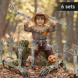 Skeleton Hands Ground Stakes | 6-Pack Graveyard Yard Decor Outdoor Halloween Decorations - The Eezee Shop