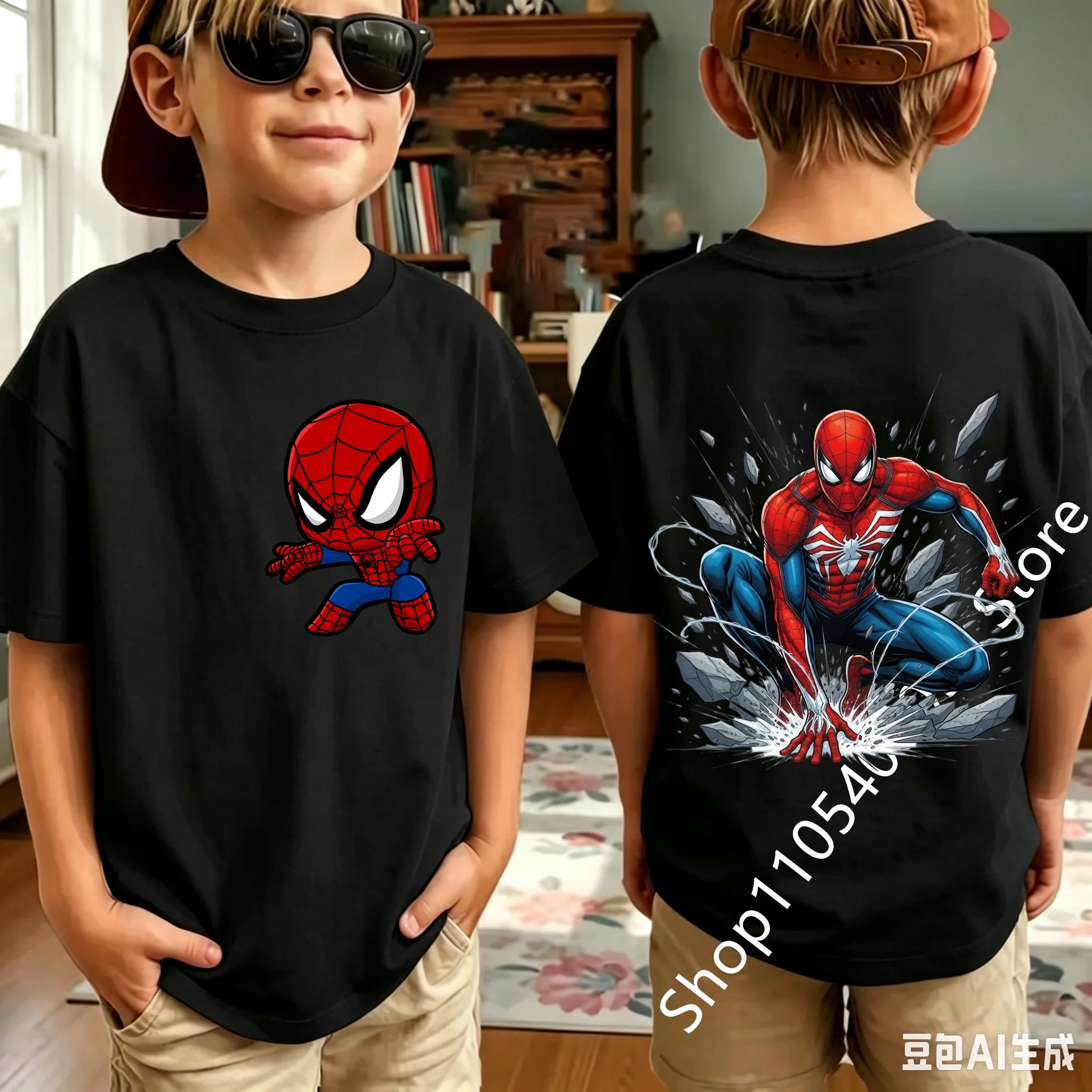 Kids Spider Character T-Shirt | Cute Breathable Summer Tee Graphic Tees - The Eezee Shop