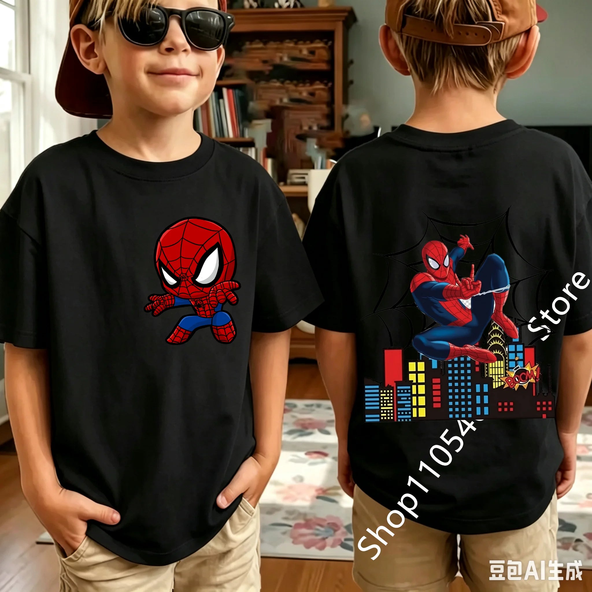 Kids Spider Character T-Shirt | Cute Breathable Summer Tee Graphic Tees - The Eezee Shop