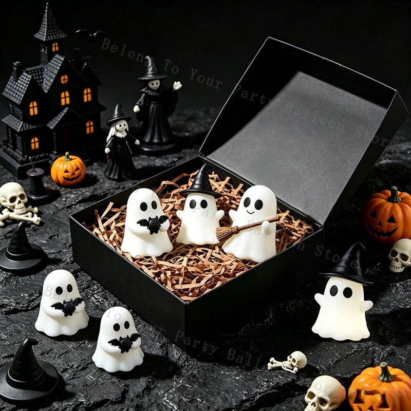 Glow-in-the-Dark Mini Ghost Figurine Set | Halloween Table Decor Halloween Figurines - The Eezee Shop