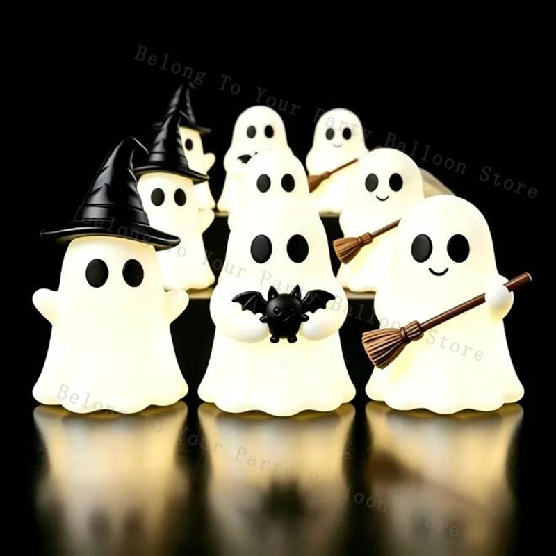 Glow-in-the-Dark Mini Ghost Figurine Set | Halloween Table Decor Halloween Figurines - The Eezee Shop
