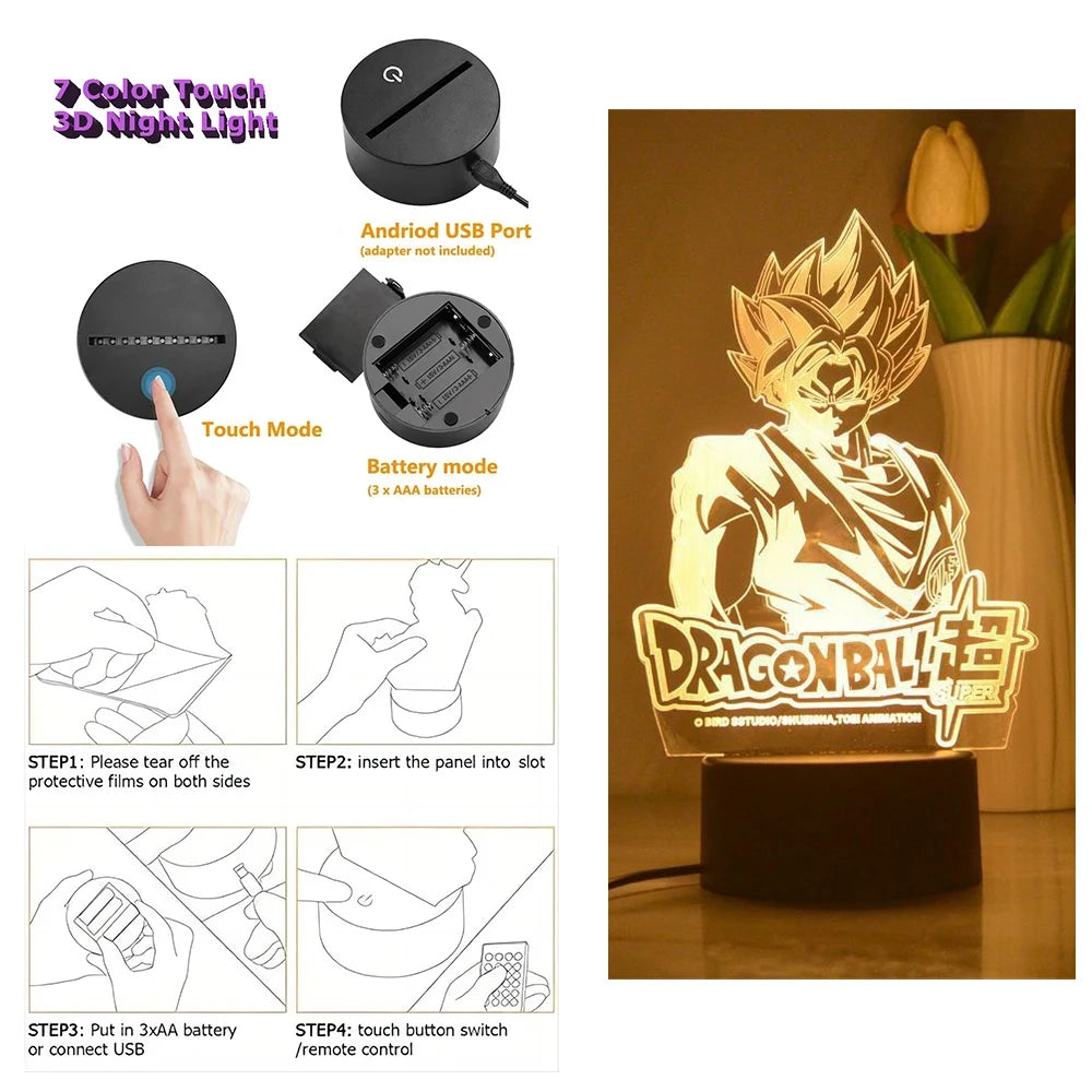 Dragon Ball Z 3D Figure Lamp | Goku, Vegeta, Gohan & Broly Lamps & Night Lights - The Eezee Shop