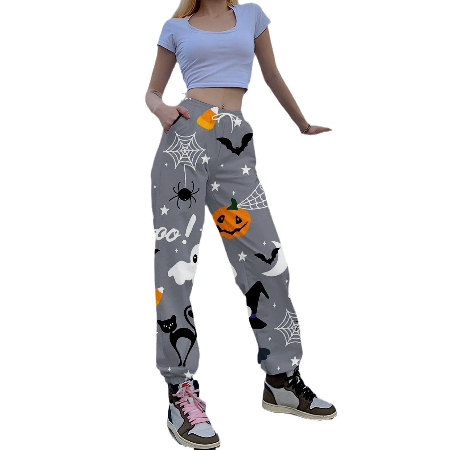 Women's Halloween Print Sweatpants | Loose Wide-Leg Pants Joggers & Pants - The Eezee Shop