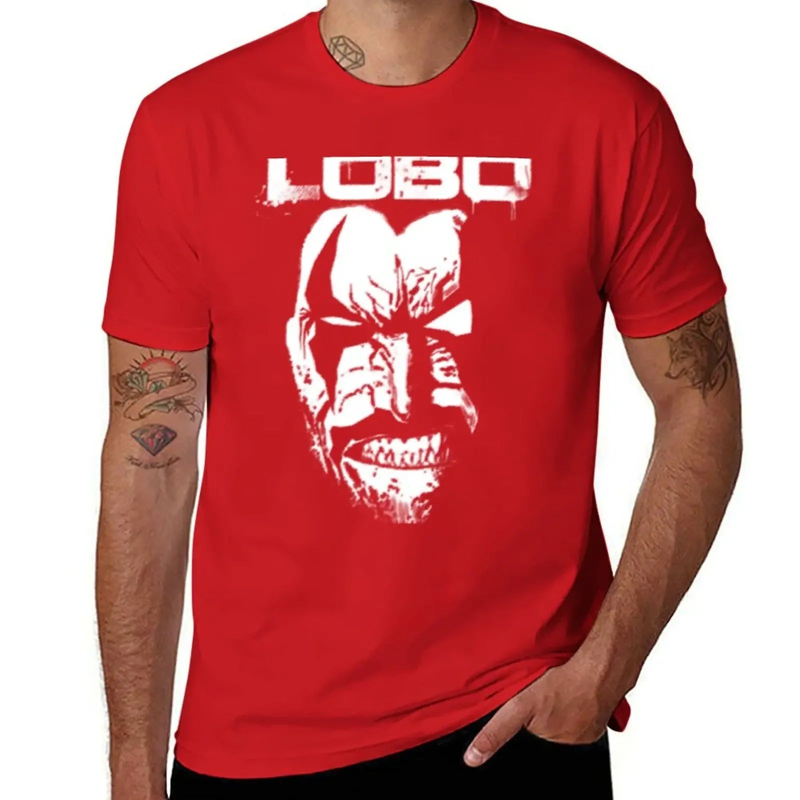 Lobo Graphic T-Shirt | Men's White Summer Comic Tee Graphic Tees - The Eezee Shop