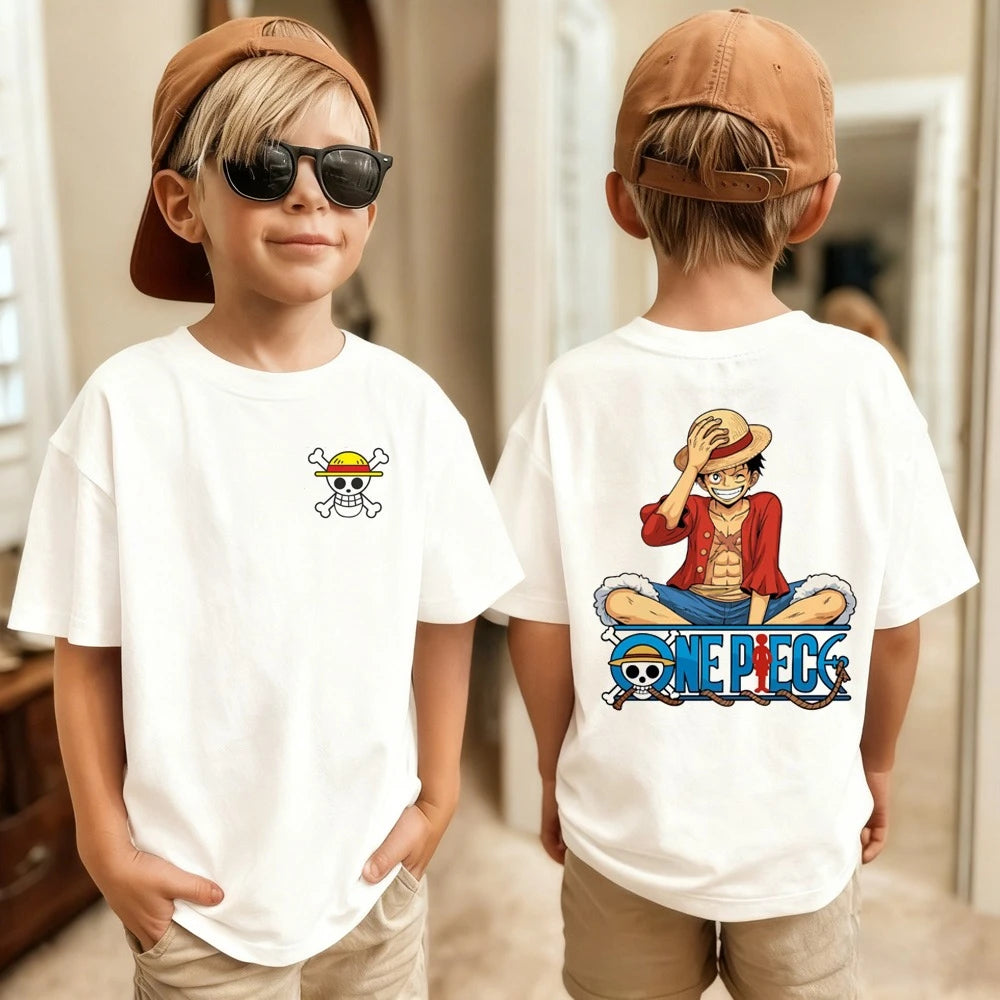 Kids One Piece T-Shirt | Luffy & Zoro Cotton Anime Tee Graphic Tees - The Eezee Shop