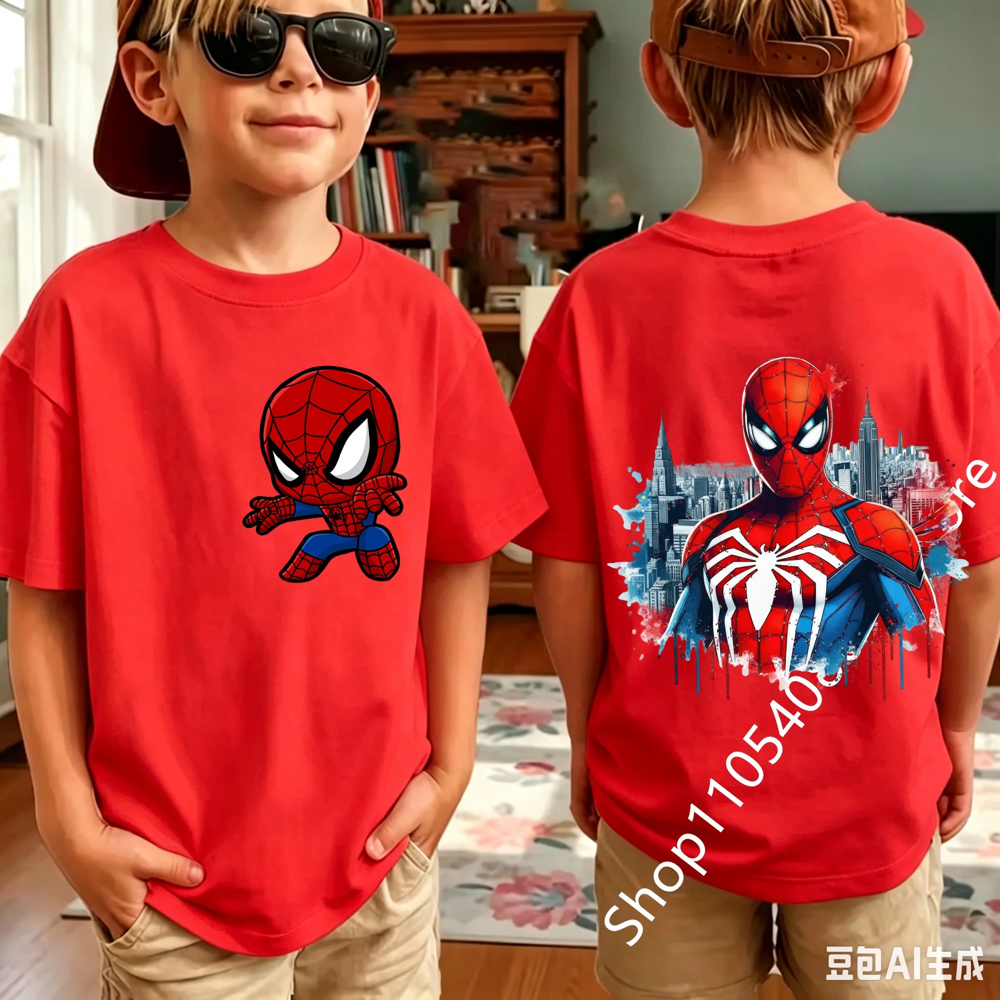 Kids Spider Character T-Shirt | Cute Breathable Summer Tee Graphic Tees - The Eezee Shop