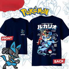 2026 Summer Pokémon Anime LUCARIO 100% Pure Cotton Printed T-shirt Men Anime Tshirts - The Eezee Shop