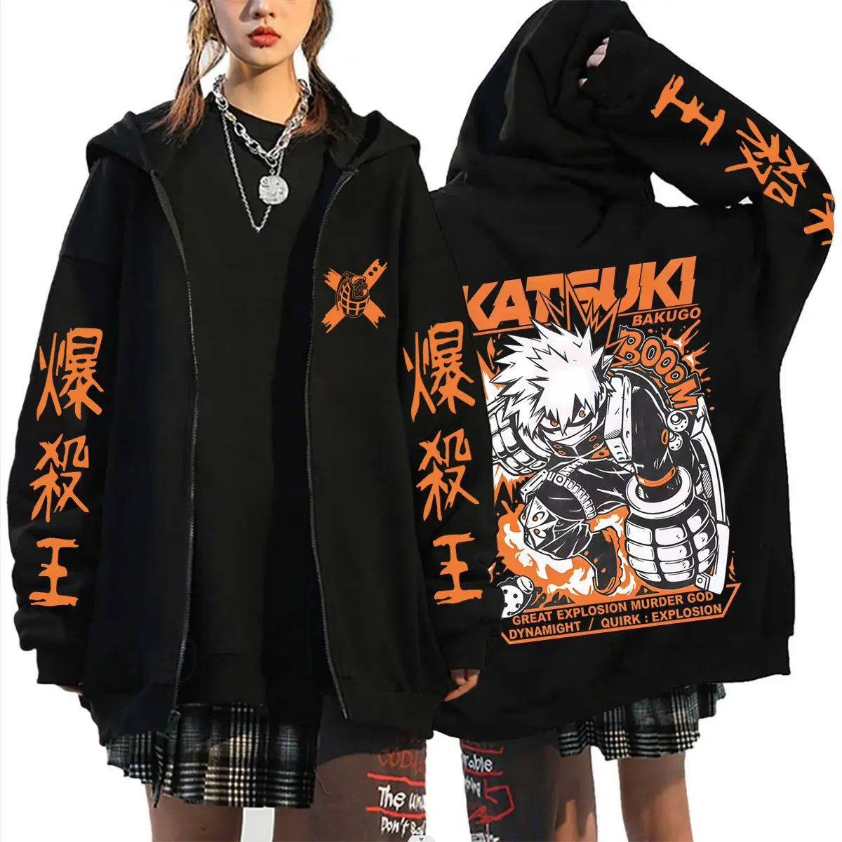 Bakugo Katsuki Zip-Up Hoodie | My Hero Academia Oversized Jacket Hoodies & Sweatshirts - The Eezee Shop