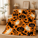 Black Cat Halloween Flannel Throw | Ultra-Soft Plush Blanket Throw Blankets - The Eezee Shop