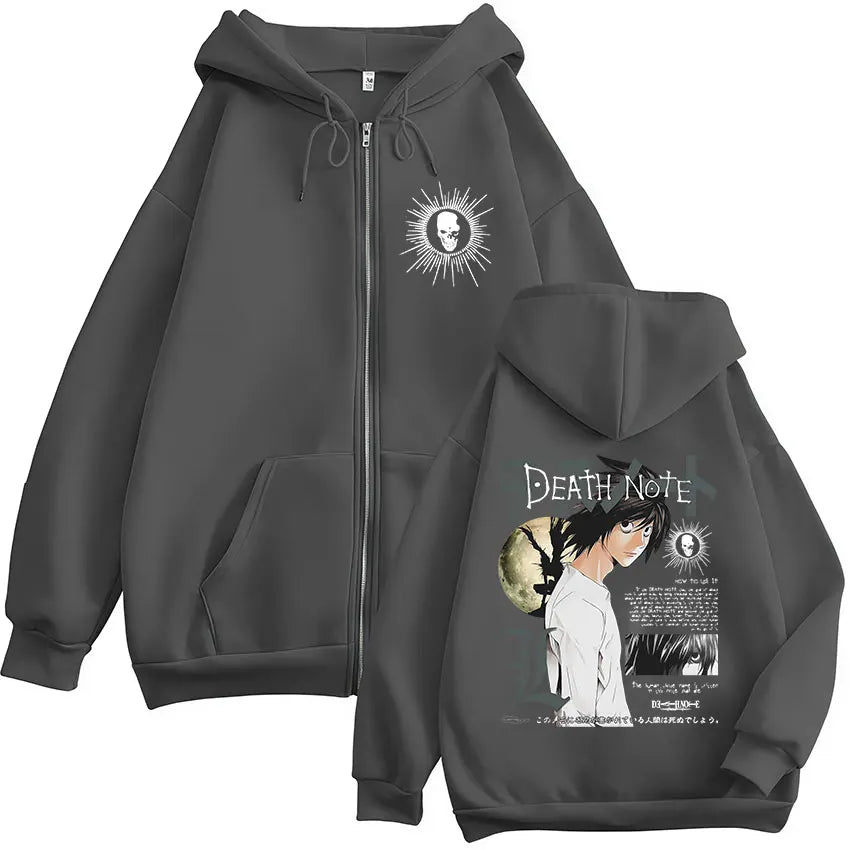 L Lawliet Zip-Up Hoodie | Death Note Hip Hop Sweatshirt Hoodies & Sweatshirts - The Eezee Shop