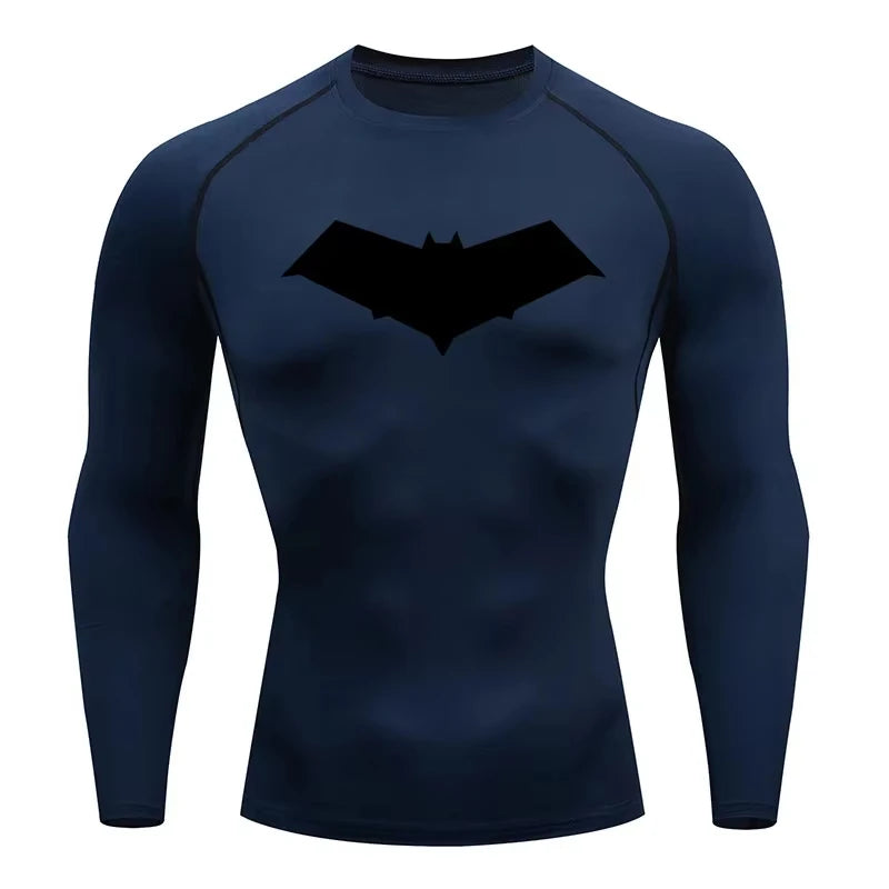 Bat Print Compression Long Sleeve | Men's Quick-Dry Rashguard Gym & Compression Wear - The Eezee Shop