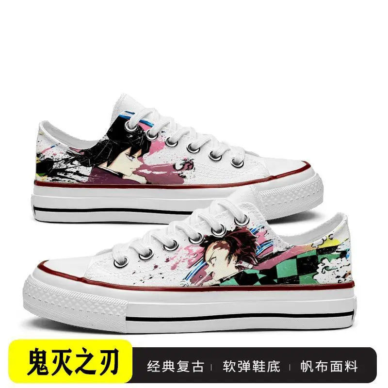 Tanjiro Canvas Sneakers | Demon Slayer Low-Top Graffiti Shoes Sneakers - The Eezee Shop