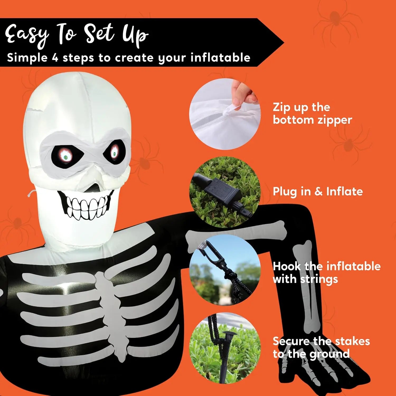 5.5ft Skeleton Inflatable with Animated LCD Eyes | Yard Decor Outdoor Halloween Decorations - The Eezee Shop