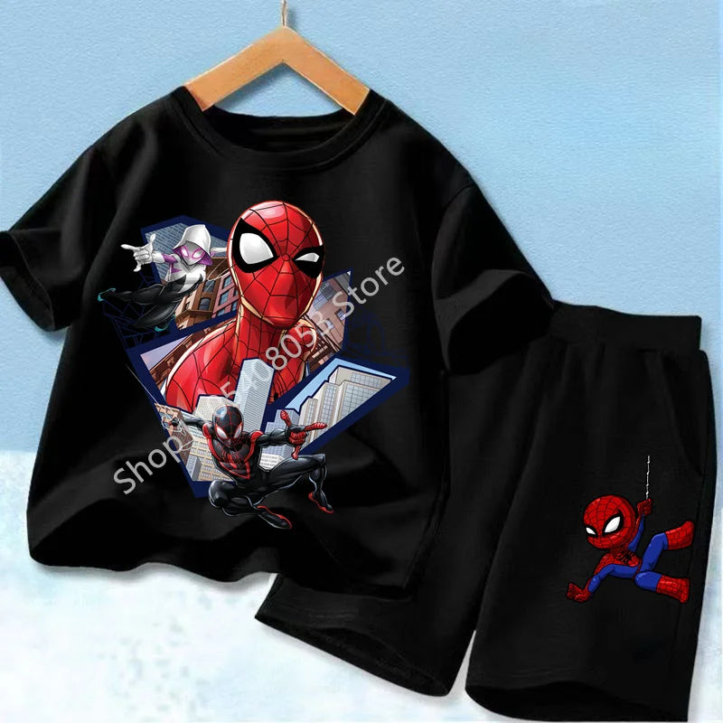 Kids Spider Hero T-Shirt & Shorts Set | Summer Outfit 3-12Y Outfit Sets - The Eezee Shop