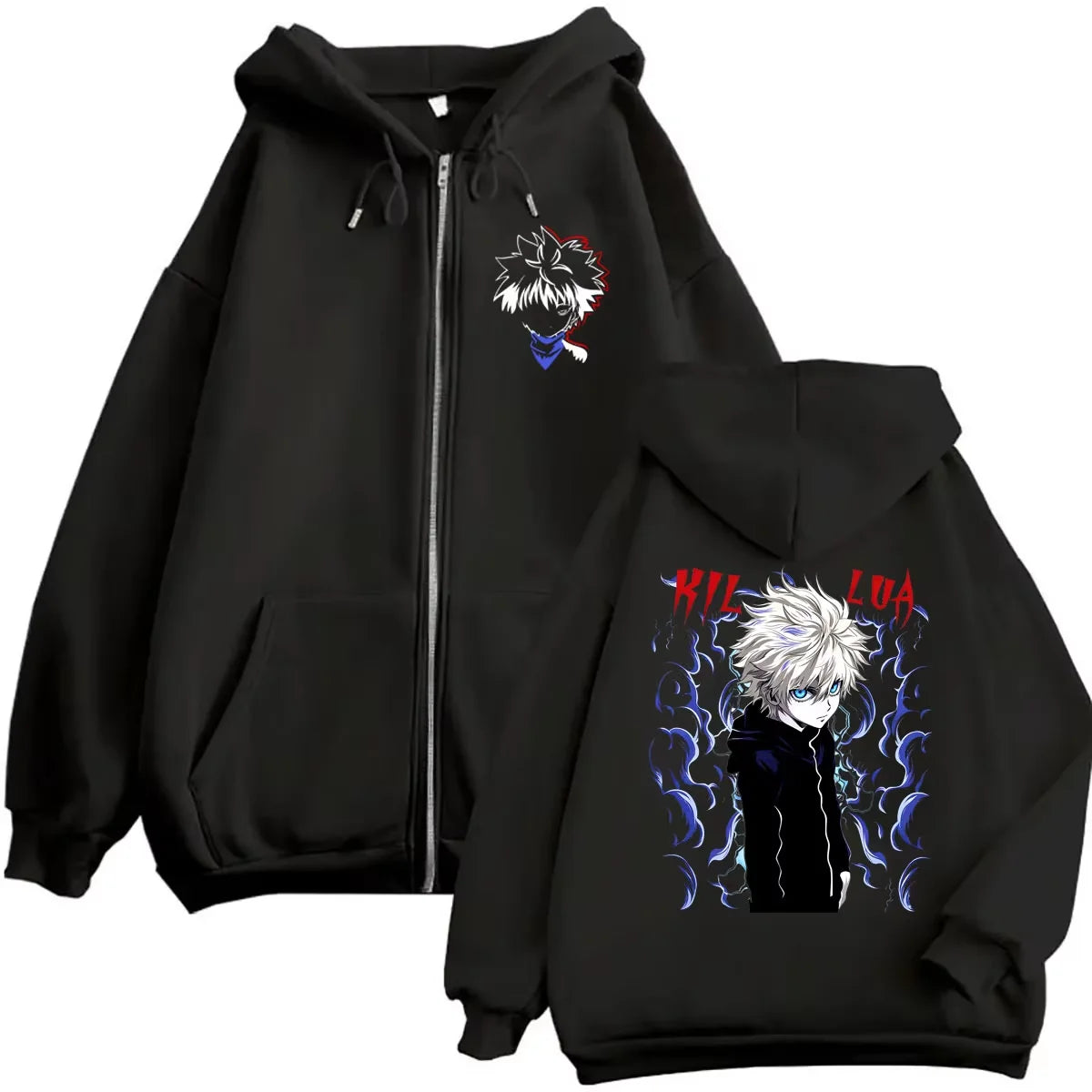 Killua Zoldyck Zip-Up Hoodie | Hunter x Hunter Fleece Jacket Hoodies & Sweatshirts - The Eezee Shop