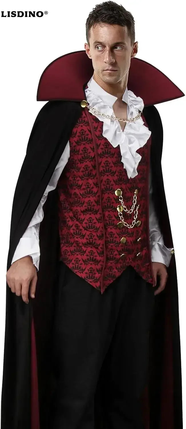 Men's Victorian Vampire Costume | Gothic Shirt & Long Cape Halloween Costumes - The Eezee Shop