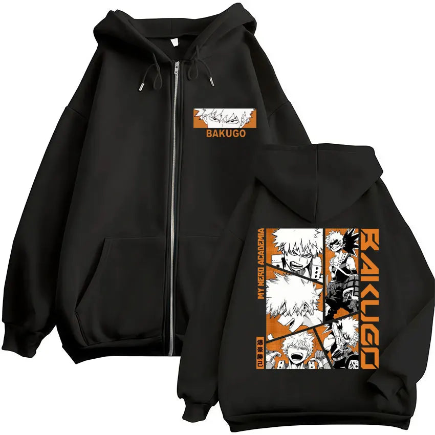 My Hero Academia Zip-Up Hoodie | Vintage Fleece Sweatshirt Hoodies & Sweatshirts - The Eezee Shop