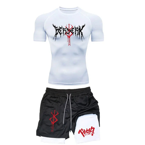 Anime Berserk Compression Set Men's Workout Gym Tshirts Breathable Running Shorts Quick Dry Sports Rash Guard Sportwear Set Anime Tshirts - The Eezee Shop