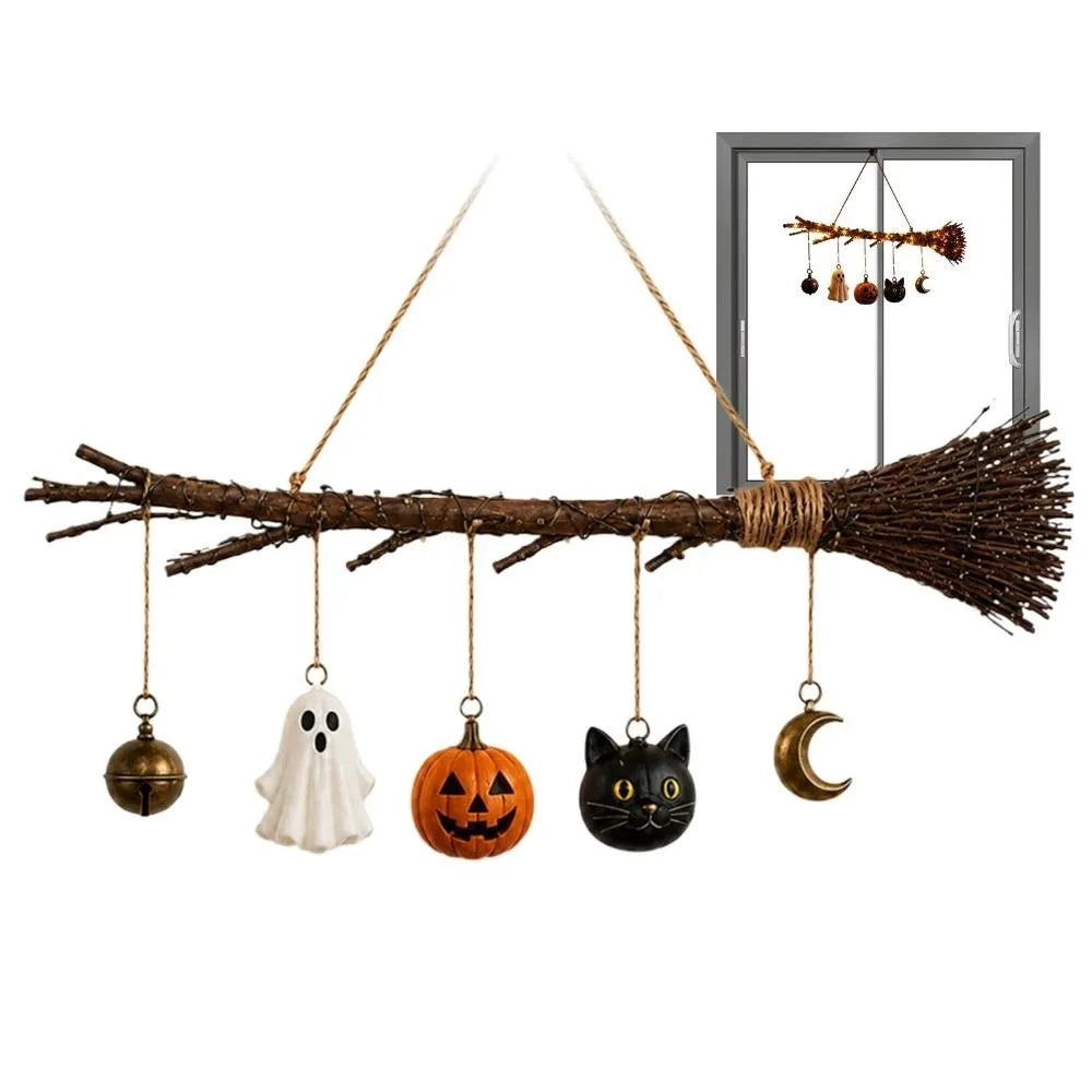 LED Witch Broom Wall Decor | Glowing Halloween Wall Art Halloween Decorations - The Eezee Shop