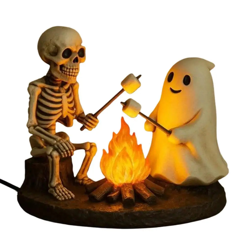 Skeleton & Ghost Campfire Night Lamp | Flickering Halloween Light Lamps & Night Lights - The Eezee Shop