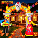 9ft Day of the Dead Inflatable Archway | LED Lighted Yard Decor Outdoor Halloween Decorations - The Eezee Shop