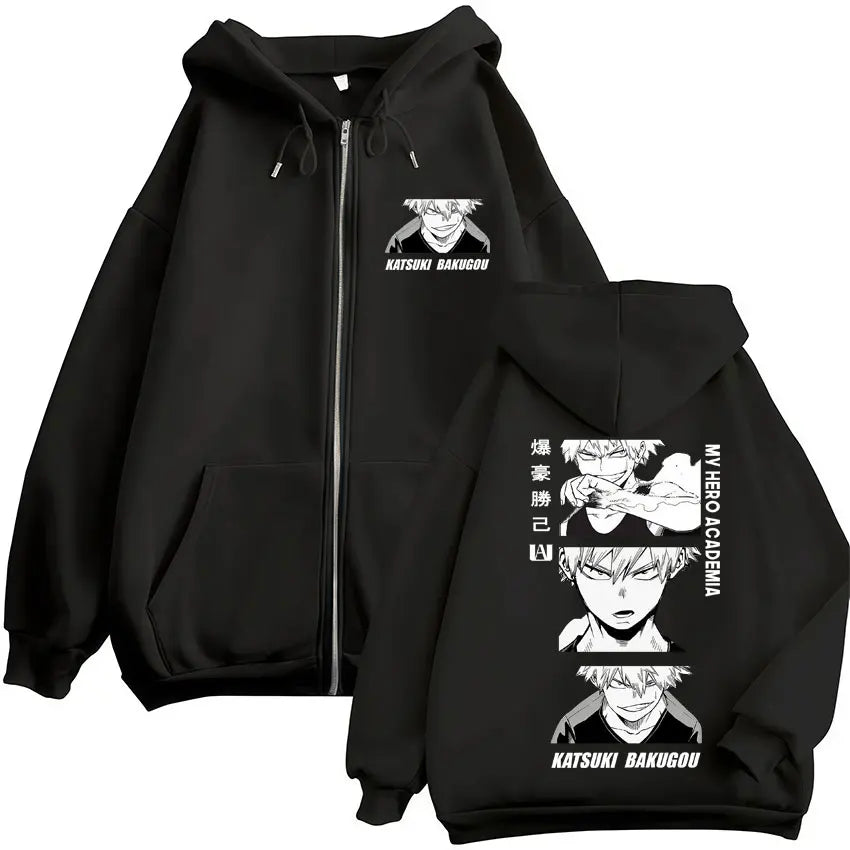 My Hero Academia Zip-Up Hoodie | Vintage Fleece Sweatshirt Hoodies & Sweatshirts - The Eezee Shop