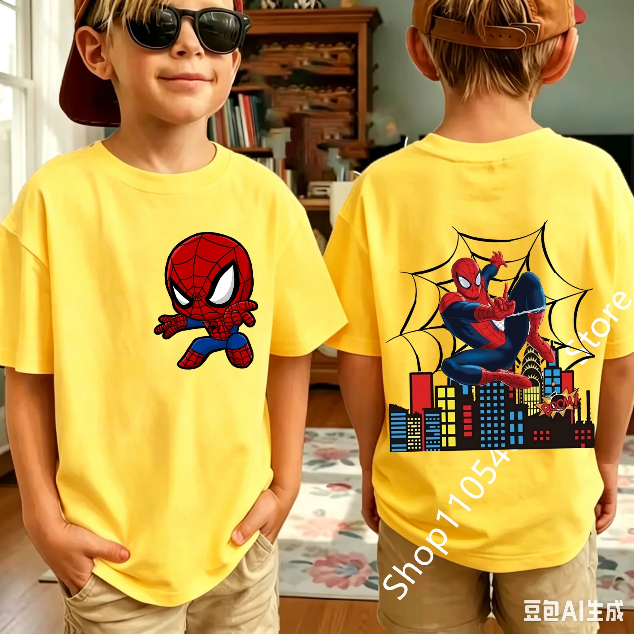 Kids Spider Character T-Shirt | Cute Breathable Summer Tee Graphic Tees - The Eezee Shop