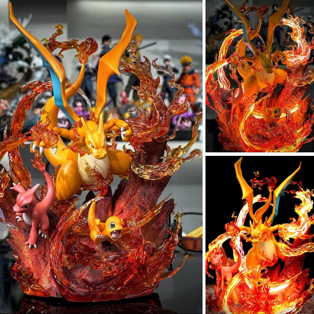 Charizard Family 30cm Statue | Pokemon PVC Collectible Collectible Figures - The Eezee Shop
