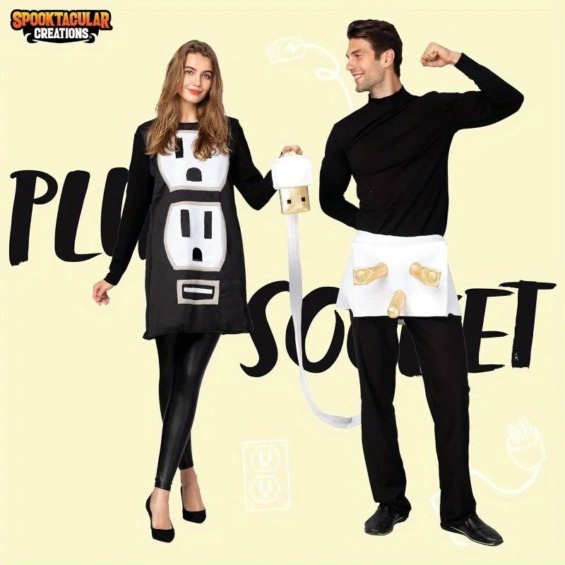 Plug and Socket Couples Costume | Funny Adult Halloween Outfit Halloween Costumes - The Eezee Shop
