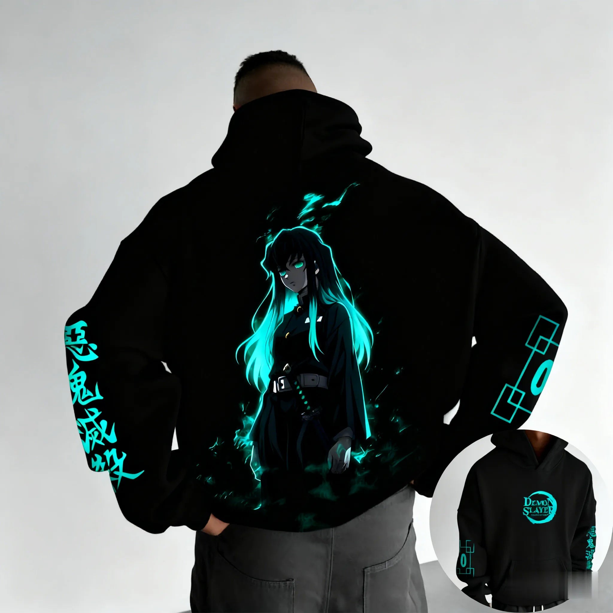 Muichiro Tokito Fleece Hoodie | Demon Slayer Plus Size Pullover Hoodies & Sweatshirts - The Eezee Shop