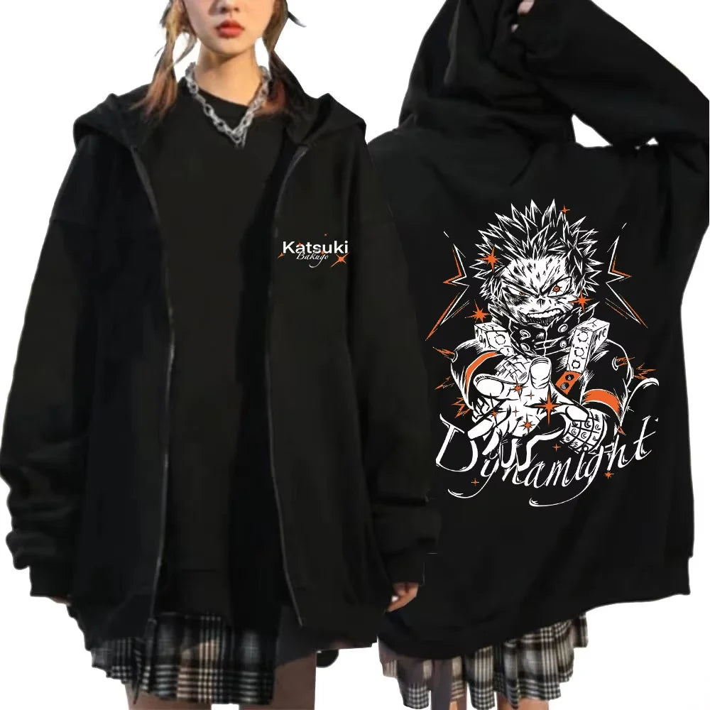 Bakugo Katsuki Zip-Up Hoodie | My Hero Academia Oversized Jacket Hoodies & Sweatshirts - The Eezee Shop