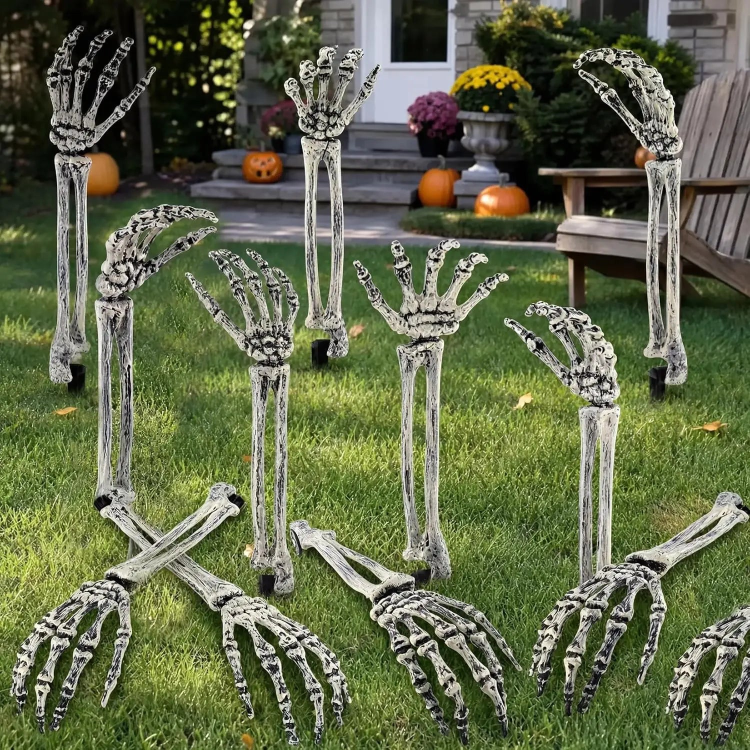 Skeleton Hands Ground Stakes | 6-Pack Graveyard Yard Decor Outdoor Halloween Decorations - The Eezee Shop