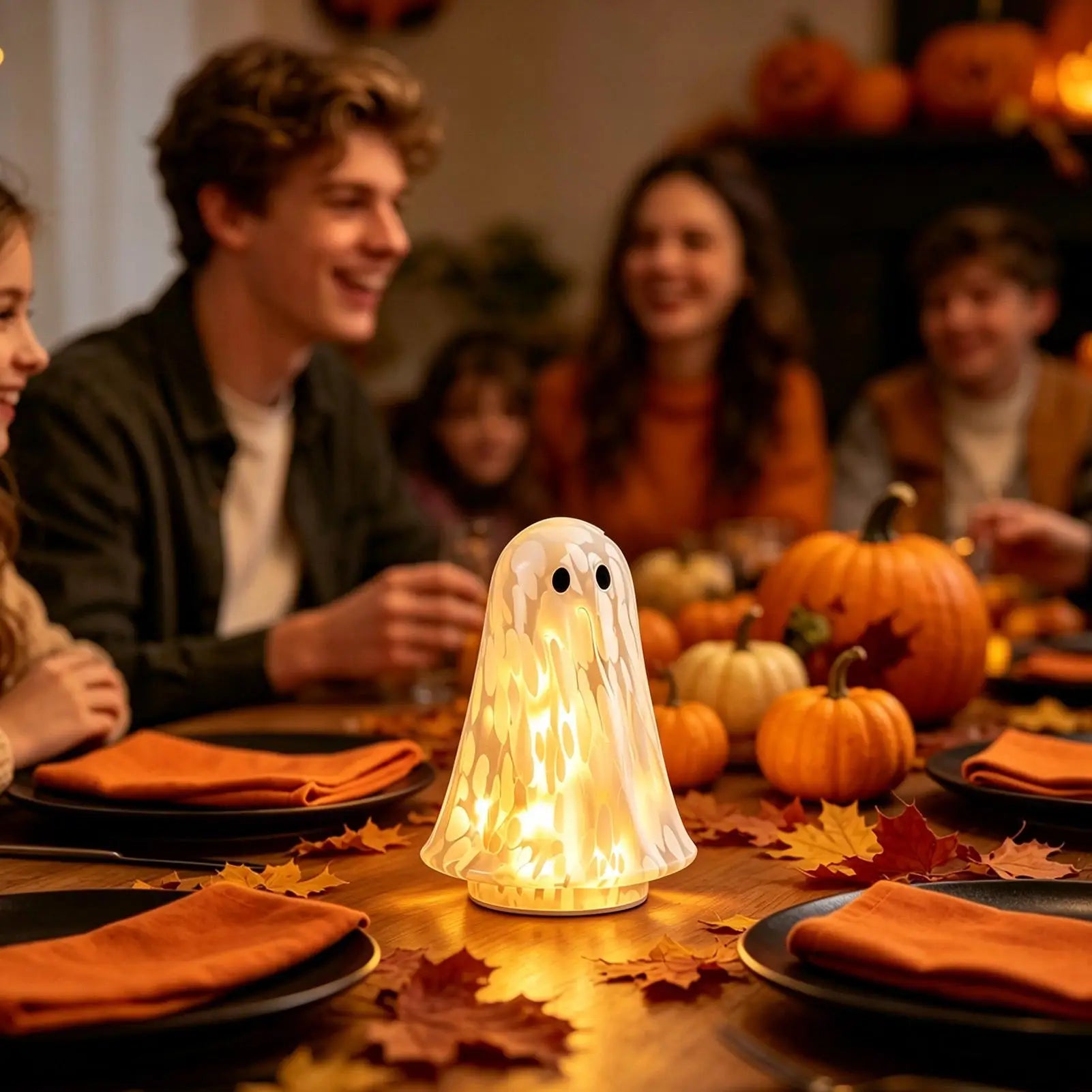 Confetti Glowing Ghost Light | White Halloween Table Centerpiece Halloween Lights - The Eezee Shop