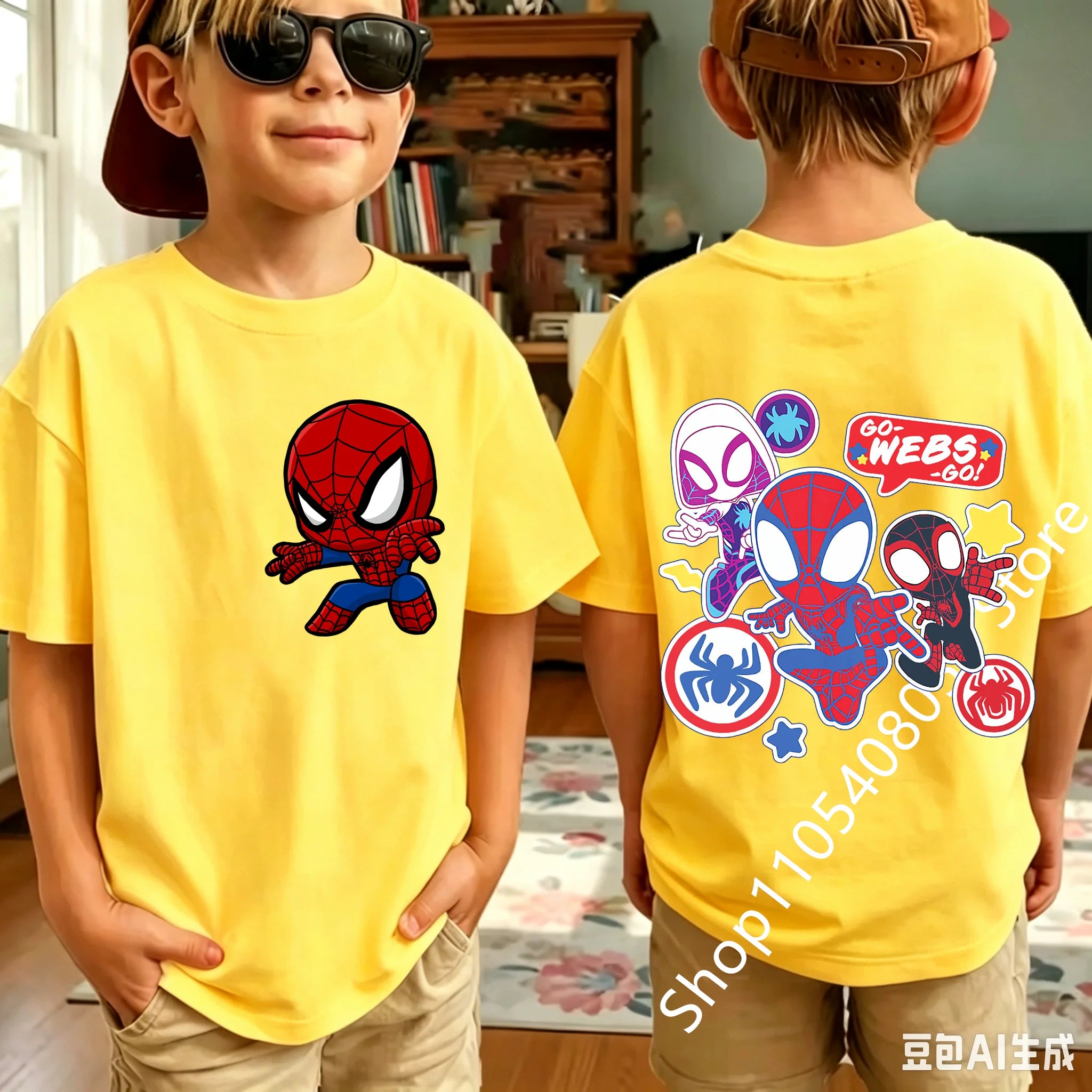 Kids Spider Hero Graphic Tee | Classic Character Print Shirt Graphic Tees - The Eezee Shop