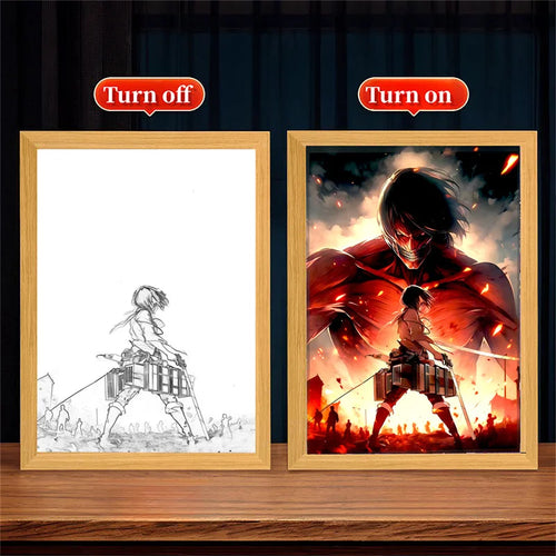 Attack on Titan LED Night Light Painting Frame Anime Wall Decor for Bedroom & Gaming Setup Anime Lamps - The Eezee Shop