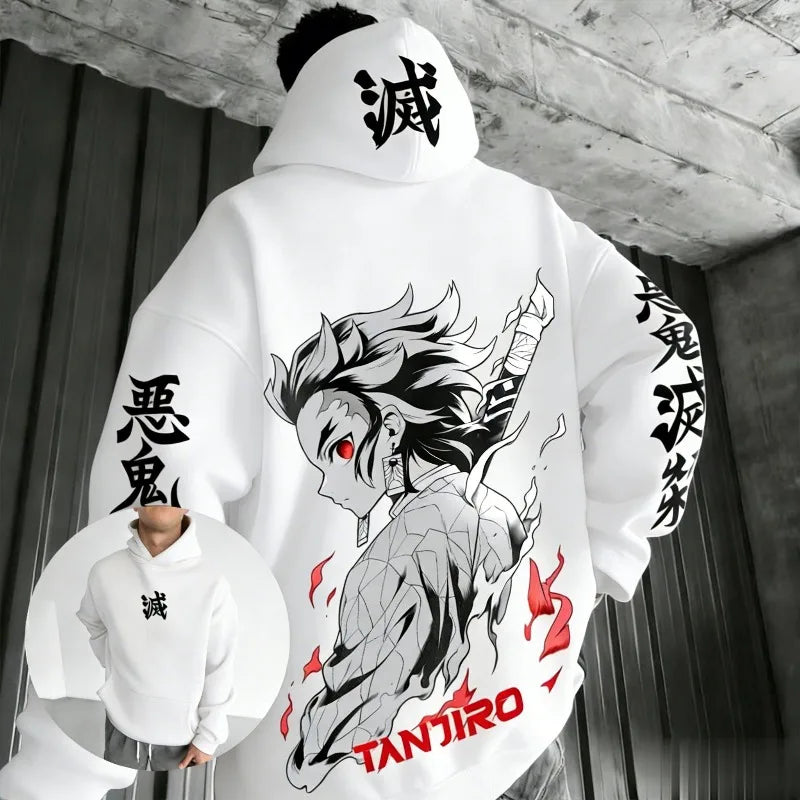 Tanjiro Oversized Cotton Hoodie | Demon Slayer Graphic Pullover Hoodies & Sweatshirts - The Eezee Shop