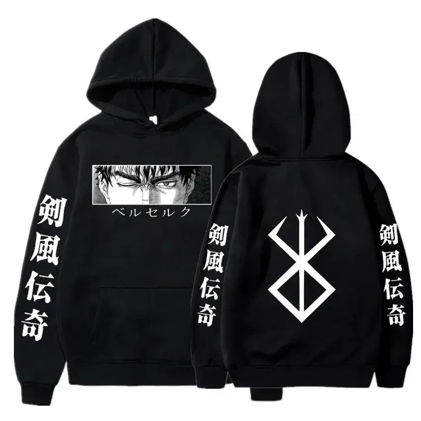 Berserk Guts Fleece Hoodie | Graphic Manga Sweatshirt Hoodies & Sweatshirts - The Eezee Shop