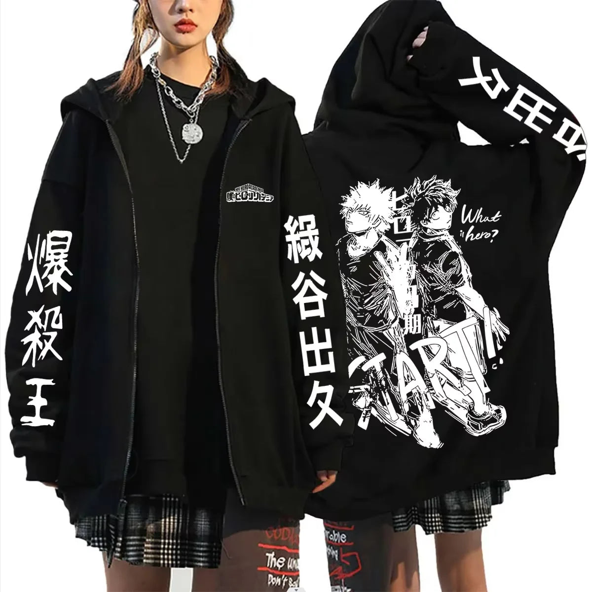 Bakugo Katsuki Zip-Up Hoodie | My Hero Academia Oversized Jacket Hoodies & Sweatshirts - The Eezee Shop